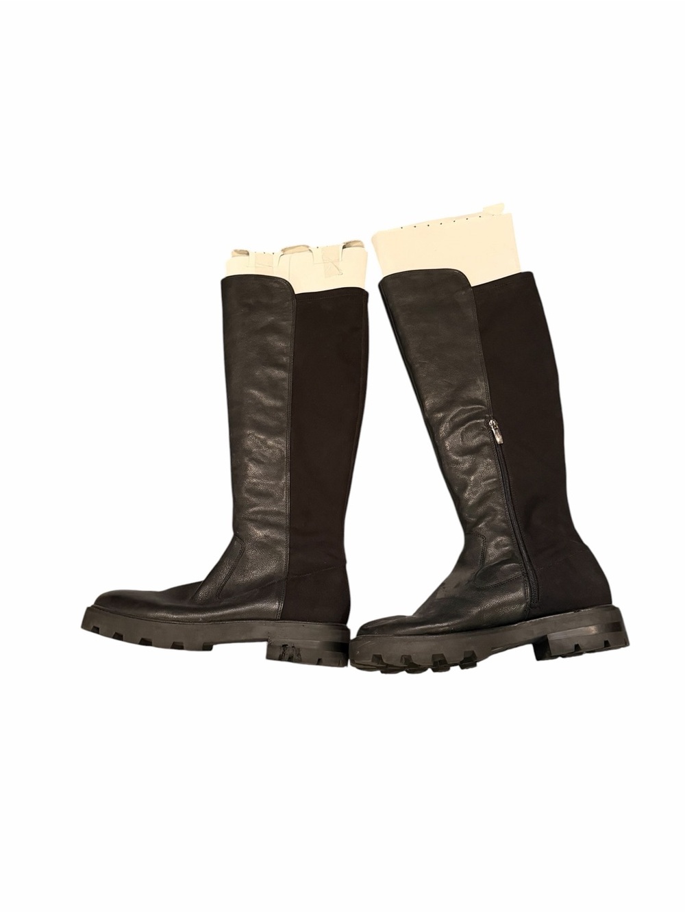 From Vince Camuto - Black Leather-Panel Knee-High Combat Boots size 10